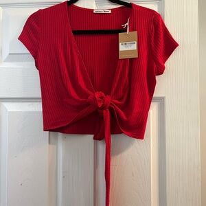 NWT Reformation Cherry wrap tie top